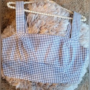 Lulu's Blue Gingham Crop Top SZ(Small)💙